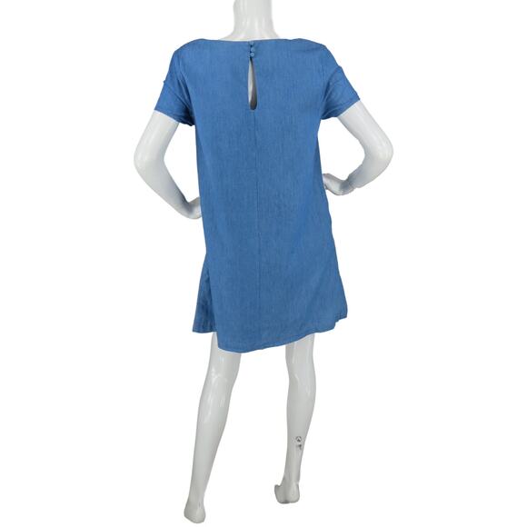 ModCloth Floral Embroidered Chambray Boho Mini Shift Dress L - Picture 2 of 7